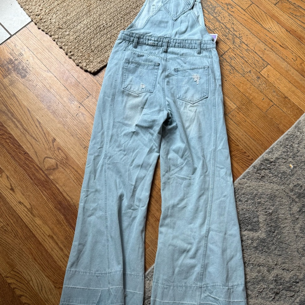 NWT Aaron and Amber Light Blue Denim Overalls Wide Leg size: Large - Picture 6 of 6